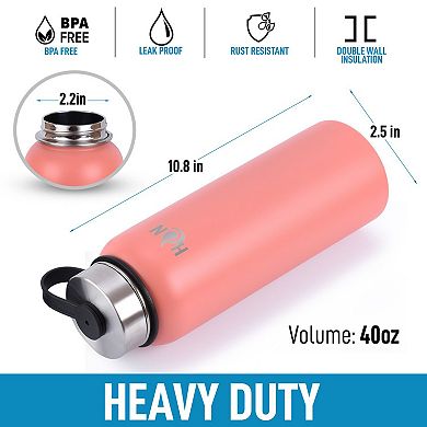 Zulay Kitchen 3 Lid 40 Ounce Vacuum Insulated Water Bottles With Straw By Hydration Nation