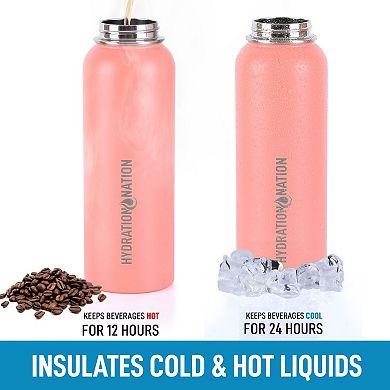 Zulay Kitchen 3 Lid 40 Ounce Vacuum Insulated Water Bottles With Straw By Hydration Nation