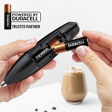 Zulay Kitchen Tornado Whisk Milk Frother with 4 AA Duracell Batteries