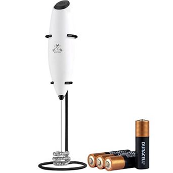 Zulay Kitchen Tornado Whisk Milk Frother with 4 AA Duracell Batteries