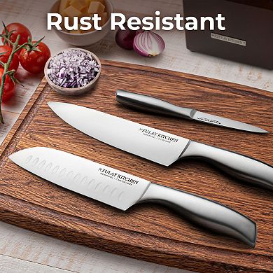 Zulay Kitchen 12 Piece Ultra Sharp Kitchen Knife Set With Block And Sharpener