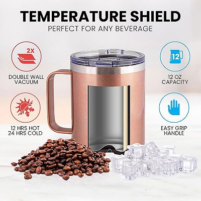 Insulated Coffee Mug with Lid | Zulay Kitchen Rose Gold