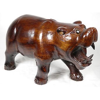Teak/ Mahogany Hippo Statue