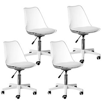 Clear Acrylic Desk Chair - Armless Office Chair, Modern Ghost Chair, Set Of 4