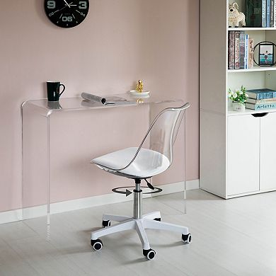 Clear Acrylic Desk Chair - Armless Office Chair, Modern Ghost Chair, Single