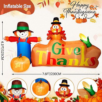 8ft Outdoor Built-in Led Inflatable Scarecrow And Turkey