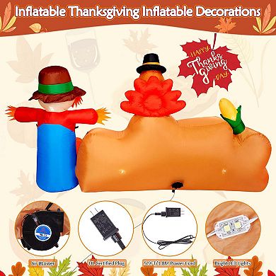 8ft Outdoor Built-in Led Inflatable Scarecrow And Turkey