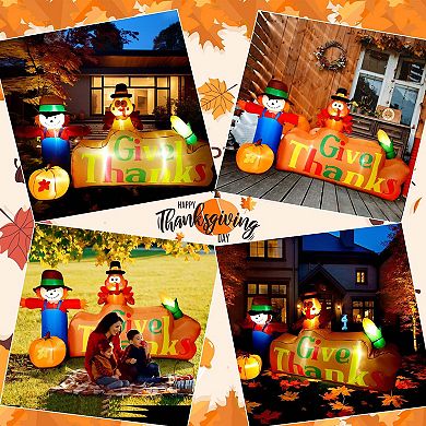 8ft Outdoor Built-in Led Inflatable Scarecrow And Turkey