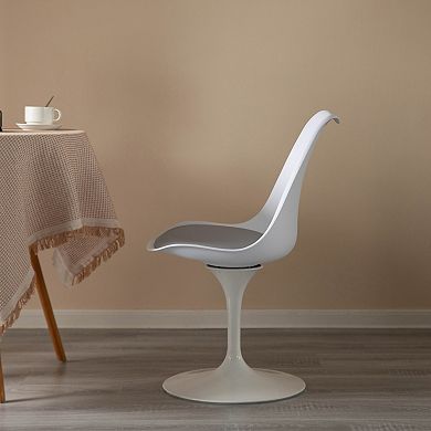 Mid-century Modern White Tulip Side Chair With Grey Cushioned Seat - Swivel Accent Chair, Set Of 2