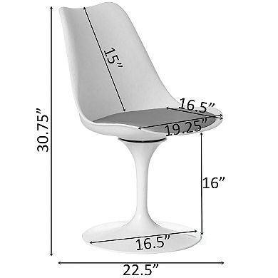 Mid-century Modern White Tulip Side Chair With Grey Cushioned Seat - Swivel Accent Chair, Set Of 2