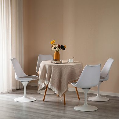 Mid-century Modern White Tulip Side Chair With Grey Cushioned Seat - Swivel Accent Chair, Set Of 2