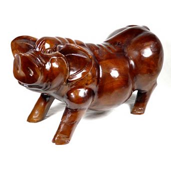 Teak/ Mahogany Pig Statue
