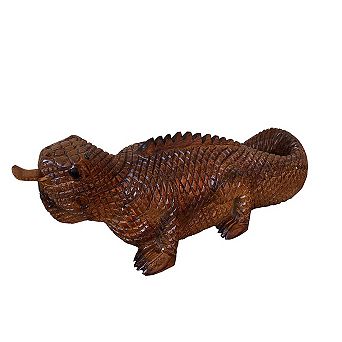 Teak/ Mahogany Iguana Statue Medium