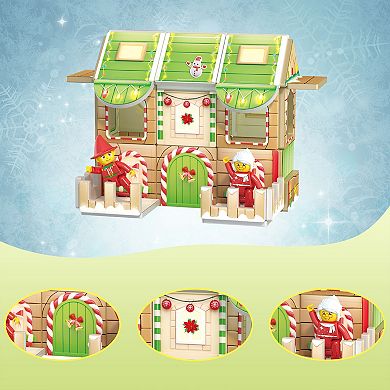 PicassoTiles 50 PC Christmas Cottage Themed, Magnetic Tiles, Magnetic Building Blocks for Kids 3+