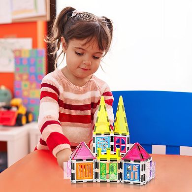 PICASSO-TILES 61 PC Magnetic Tile with Winows and Doors Building Blocks