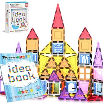 PicassoTiles 21 pc Magnetic Tile Building Set with Windows and Doors