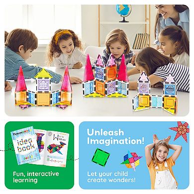 PicassoTiles 21 PC Magnetic Tile Building Set with Windows and Doors