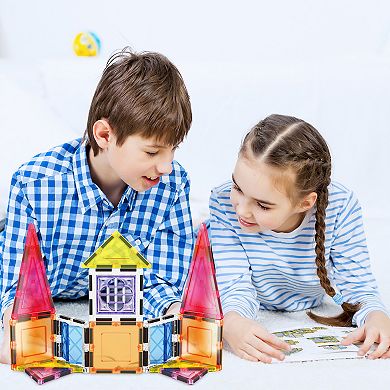 PicassoTiles 21 PC Magnetic Tile Building Set with Windows and Doors