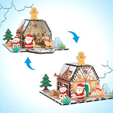 PicassoTiles 46 PC Gingerbread House Themed, Magnetic Tiles, Magnetic Building Blocks for Kids 3+