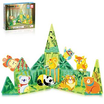 PicassoTiles 26 pc Forest Animal, STEM Toy Magnet Tile, Building Block for Kid Age 3 & Up, PTQ26