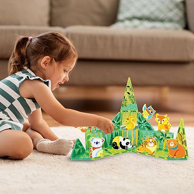 PicassoTiles 26 Piece Forest Animal, STEM Toy Magnet Tile, Building Block for Kid Age 3 & Up, PTQ26