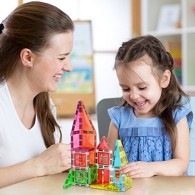 PicassoTiles 48 Piece Travel Size Mini STEM Magnetic Tile, Building Block for Kid Age 3 & Up, PTM48