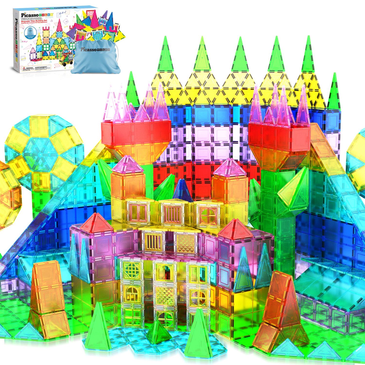 Детские сумки PicassoTiles 101 pc Stem Toy Magnetic Tile, Storage, Building Block Age 3 & Up, PT06 — фото 1