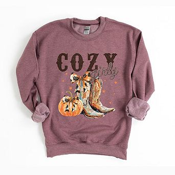 Coquette Fall Western Boots Sweatshirt
