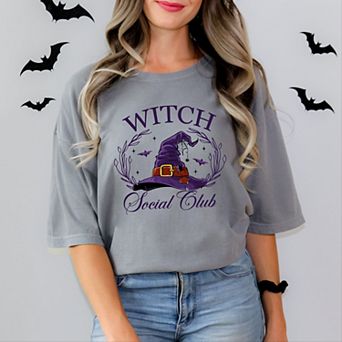 Simply Sage Market Witch Social Club Purple Hat Garment Dyed Tee
