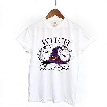 Simply Sage Market Witch Social Club Purple Hat Garment Dyed Tee