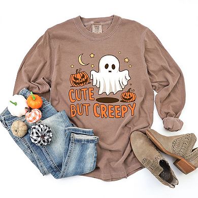 Cute But Creepy Garment Dyed Long Sleeve Tees