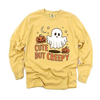 Cute But Creepy Garment Dyed Long Sleeve Tees