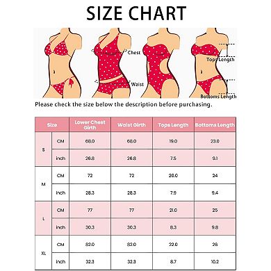 Women's Ruffle Push-up Bikini Sets, 2 Piece High Cut Side Tie String Swimsuits
