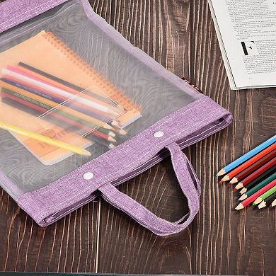 Nylon Document Bag With Handle, Mesh Transparent Handbag Files Tote Pouch For Office Business