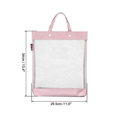 Nylon Document Bag With Handle, Mesh Transparent Handbag Files Tote Pouch For Office Business