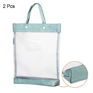 Nylon Document Bag With Handle, Mesh Transparent Handbag Files Tote Pouch For Office Business