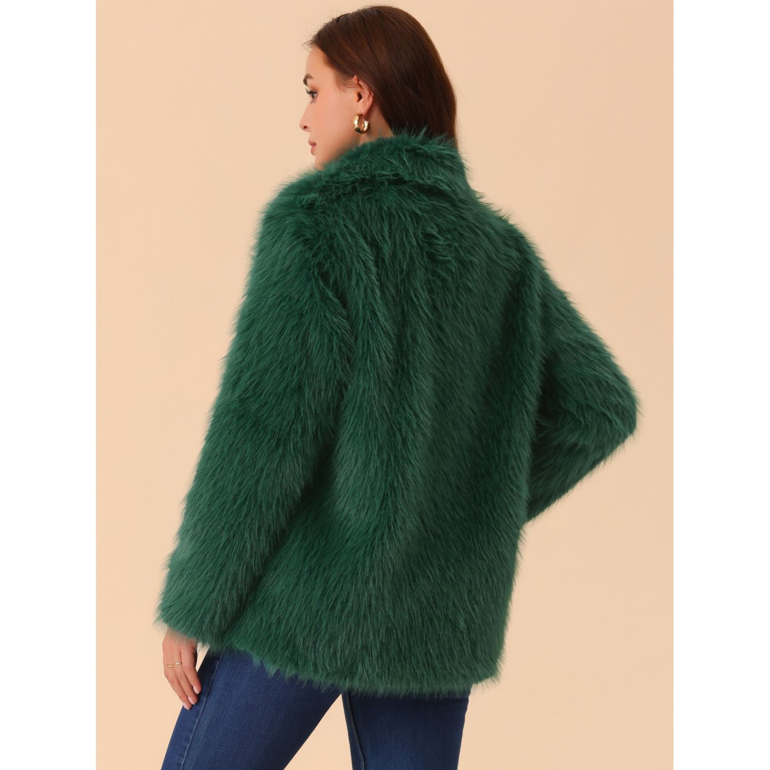 BIMBA Y LOLA Shaggy Faux Fur Coat In Black
