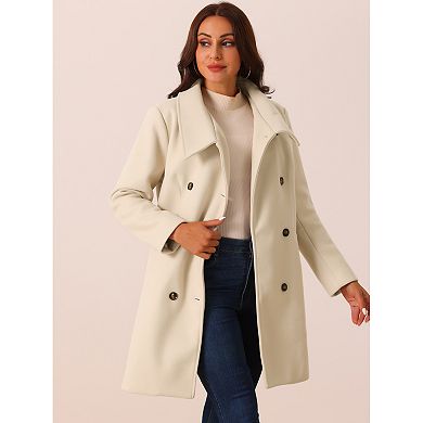 Women's Double Breasted Peacoat Fashion Winter Outwear Casual Collar Jackets With Pockets