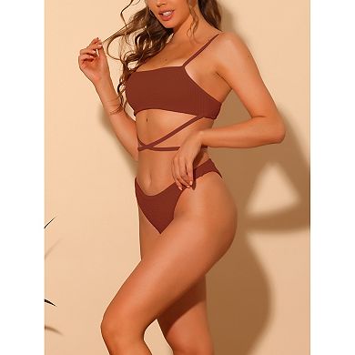 Women's Two Piece Sporty Bikini Sets Adjustable Spaghetti Straps Swimwear Bathing Suits