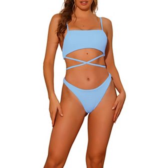 Women's Two Piece Sporty Bikini Sets Adjustable Spaghetti Straps Swimwear Bathing Suits