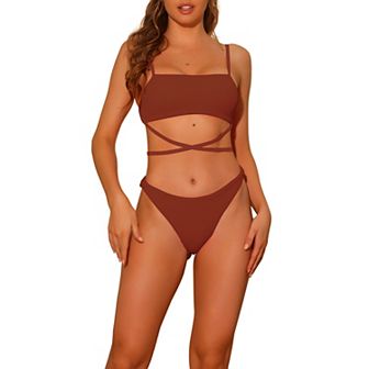 Women's Two Piece Sporty Bikini Sets Adjustable Spaghetti Straps Swimwear Bathing Suits