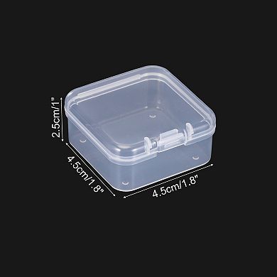 6 Pack 1.8x1.8x1 Inch Plastic Clear Storage Box With Hinged Lid