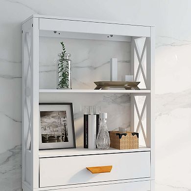 Over-the-toilet Storage Cabinet With Drawer & 2 Shelves Space Saver Bathroom Rack