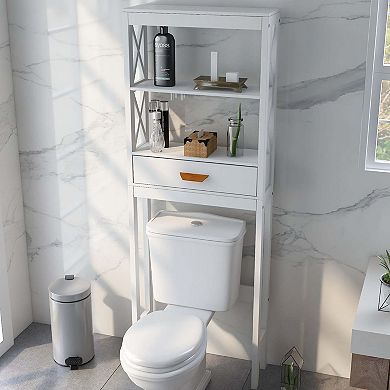 Over-the-toilet Storage Cabinet With Drawer & 2 Shelves Space Saver Bathroom Rack