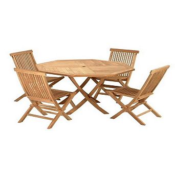 Teak Crestwood Octagonal Dining Set          (1 table & 4 chairs)