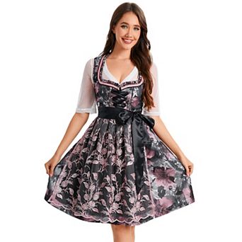 Dirndl Dresses Women 3 pc Oktoberfest Costumes German Bavarian Halloween Carnival Outfit