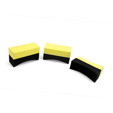 3 Pcs U-shape Tire Waxing Polishing Sponge Pads Tyre Clean Brush For Auto Car