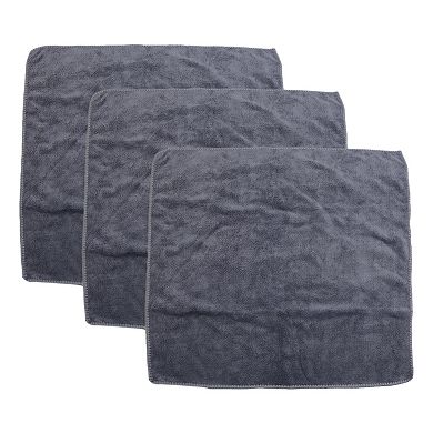 3pcs 40 X 40cm 400gsm Microfiber Car Cleaning Towels Drying Washing Cloth Gray