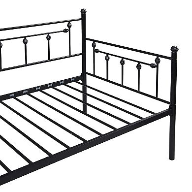 Day Bed Frame With Roll-out Trundle Space-saving Guest Bed For Small Rooms