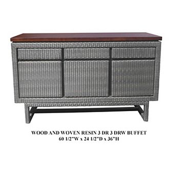 Bavarian Wooded Top 3Drw 3Dr Buffet Cabinet